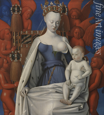 Fouquet Jean - Virgin and Child Surrounded by Angels. Right wing of Melun diptych