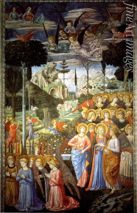 Gozzoli Benozzo - Anbetende Engel (Detail des Fresko aus dem Freskenzyklus im Palazzo Medici Riccardi)
