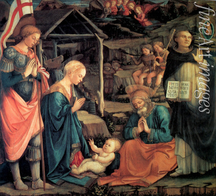 Lippi Fra Filippo - Die Anbetung des Christuskindes mit Heiligen Georg und Heiligen Vinzenz Ferrer