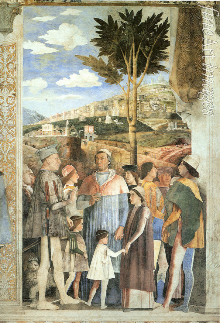 Mantegna Andrea - Arrival of Cardinal Francesco Gonzaga (Fresco in the Camera degli Sposi in the Palazzo Ducale in Mantua)