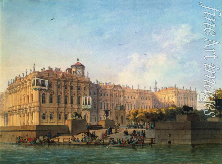 Bohnstedt Ludwig Franz Karl - Neva Embankment by the Western Facade of the Winter Palace