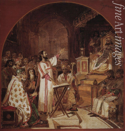Surikov Vasili Ivanovich - The First Council of Nicaea (Study for Fresco in the Cathedral of Christ the Saviour)