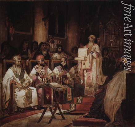 Surikov Vasili Ivanovich - The Second Council of Constantinople (Study for Fresco in the Cathedral of Christ the Saviour)