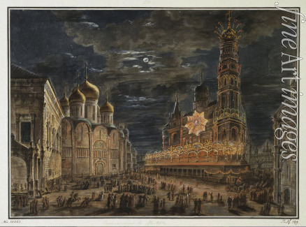 Alexejew Fjodor Jakowlewitsch - Illumination auf dem Domplatz anlässlich der Krönungsfeier des Kaisers Alexander I.