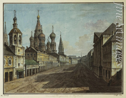 Alexejew Fjodor Jakowlewitsch - Blick auf die Basilius-Kathedrale von der Warwarka Straße aus