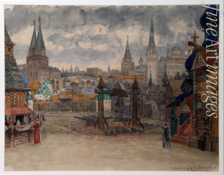 Vasnetsov Appolinari Mikhaylovich - The Strelets' Yard. Stage design for the opera Khovanshchina by M. Musorgsky