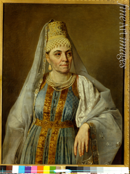 Venetsianov Alexei Gavrilovich - Portrait of artist's wife in ancient Russian dress