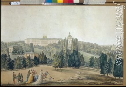 Damame-Demartrais Michel François - Ansicht von Zarskoje Selo. Spaziergang der Kaiserin Katharina II.