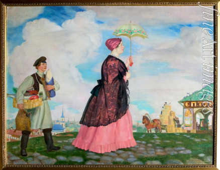 Kustodiev Boris Michaylovich - Merchant's woman with purchases