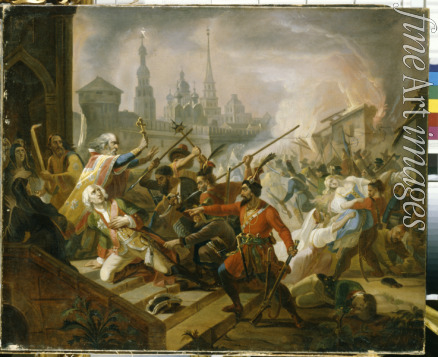 Moller Fjodor Antonovitsch - Die Pugatschows Schlacht um Kasan im Juli 1774 (Szene aus dem Russischen Bauernkrieg 1773-1775)