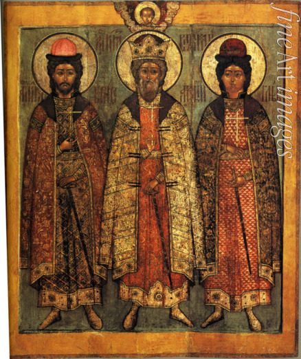 Russische Ikone - Heiliger Wladimir, der Apostelgleiche mit Heiligen Boris und Gleb