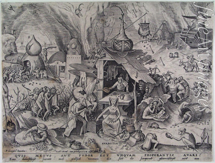 Bruegel (Brueghel) Pieter der Ältere - Der Geiz (Avaritia). Aus Serie 