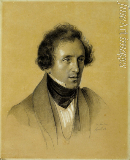 Schadow Friedrich Wilhelm von - Porträt von Pianist und Komponist Felix Mendelssohn Bartholdy (1809-1847)
