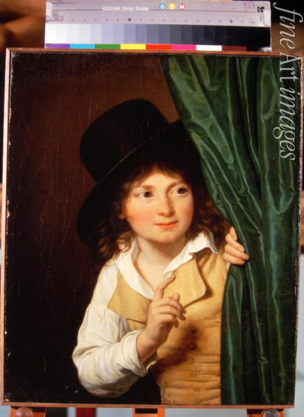 Laneuville Jean-Louis - Portrait of a boy, standing by a curtain