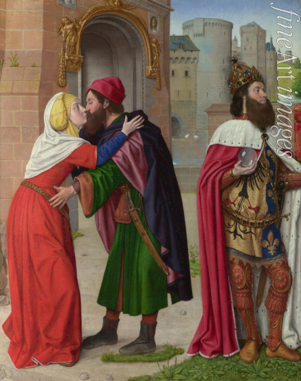 Meister von Moulins (Jean Hey) - Charlemagne und die Begegnung Joachims und Annas an der Goldenen Pforte