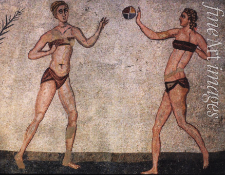 Antike Kunst - Mosaik von Mädchen im Bikini