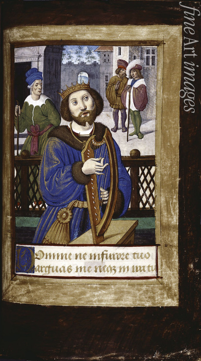 Poyet Jean - König David mit Harfe (aus Lettres bâtardes)
