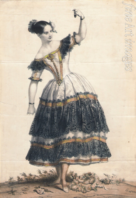 Devéria Achille - Fanny Elssler as Florinda in the dance La Cachucha (ballet Le Diable boiteux)