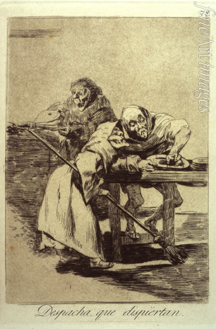 Goya Francisco de - Despacha Que Dispiertan (Be quick, they are waking up), plate 78 from Los Caprichos