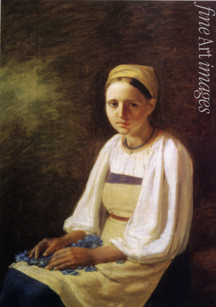 Wenezianow Alexei Gawrilowitsch - Ein Bauernmädchen mit Kornblumen