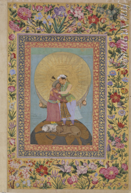 Abu al-Hasan (Nadir al-Zaman) - Jahangirs Traum. Jahangir (rechts) umarmt Schah Abbas