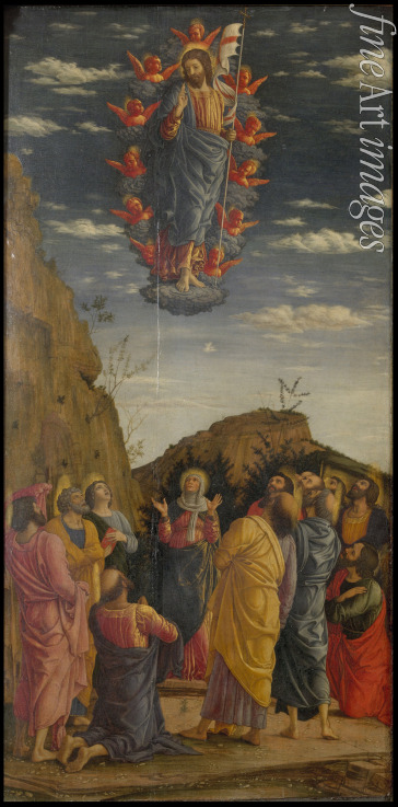 Mantegna Andrea - Die Himmelfahrt Christi (Trittico degli uffizi (Uffizi Triptychon), linke Tafel)