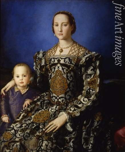 Bronzino Agnolo - Porträt Eleonora von Toledo (1522-1562), mit dem Sohn Giovanni