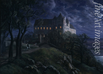 Oehme Ernst Ferdinand - Burg Scharfenberg bei Nacht