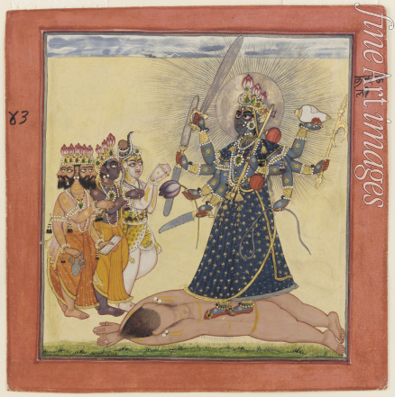 Unbekannter Künstler - Bhadrakali wird durch die Götter verehrt (vom Devi Bhagavata)
