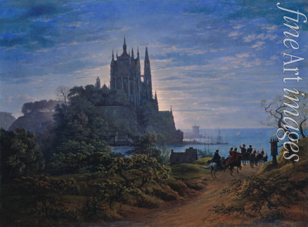 Schinkel Karl Friedrich - Gotische Kirche auf einem Felsen am Meer