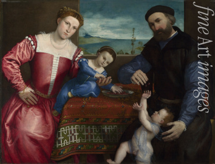 Lotto Lorenzo - Porträt von Giovanni della Volta mit Frau und Kinder