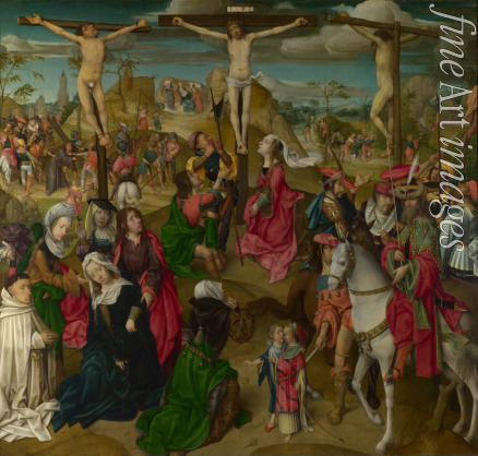 Meister von Delft - Die Kreuzigung (Triptychon mit Szenen der Passion Christi, Mitteltafel)