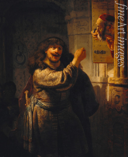 Rembrandt van Rhijn - Samson bedroht seinen Schwiegervater