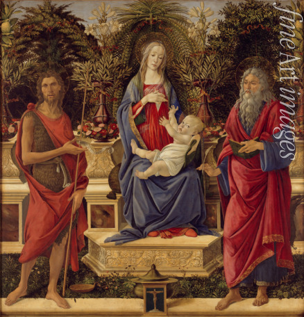 Botticelli Sandro - Enthroned Madonna with Child and Saints