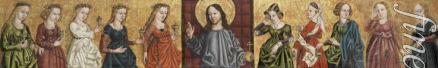 South German master - Salvator Mundi flanked by the Wise and Foolish Virgins