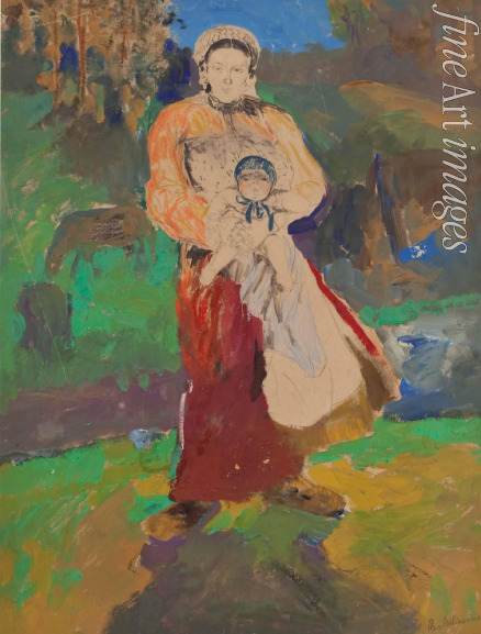 Malyavin Filipp Andreyevich - Mother and Child in Landscape