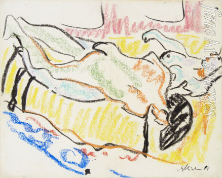 Kirchner Ernst Ludwig - Love couple in studio (Two Nudes)