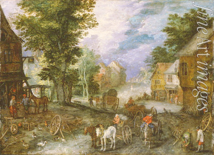 Brueghel Jan the Elder - Landscape with a smithy