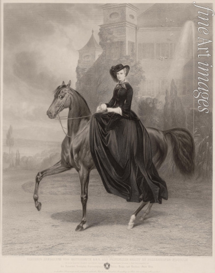 Fleischmann Andreas Johann - Portrait of Elisabeth of Bavaria on horseback