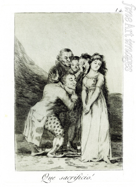 Goya Francisco de - Que sacrificio! (What a Sacrifice!). (Capricho No 14)