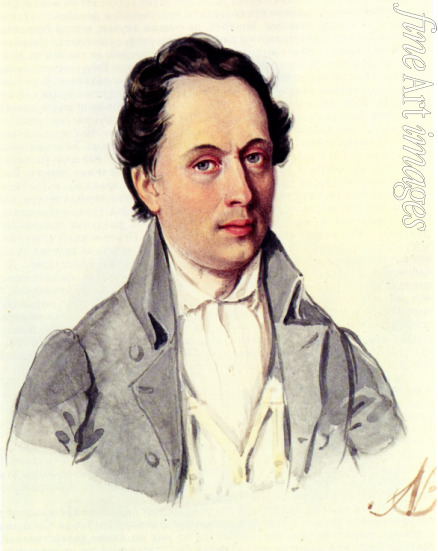 Bestuschew Nikolai Alexandrowitsch - Porträt von Leopold Niemirowski (1810-1883)