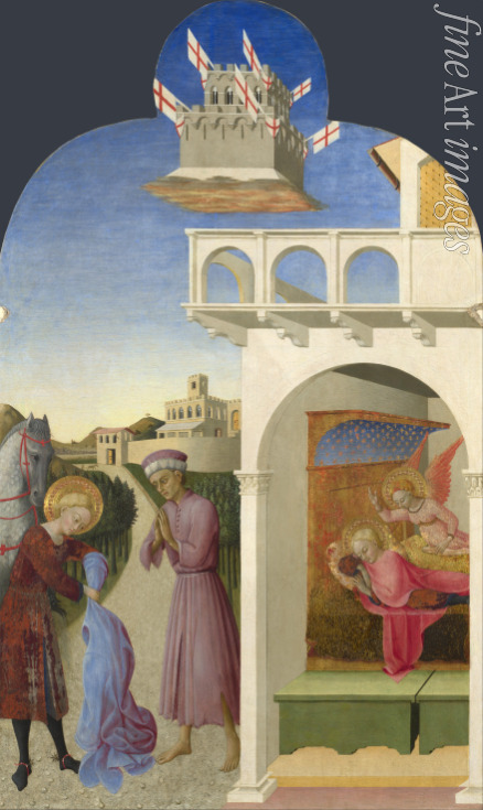 Sassetta - Saint Francis and the Poor Knight, and Francis's Vision (From Borgo del Santo Sepolcro Altarpiece)