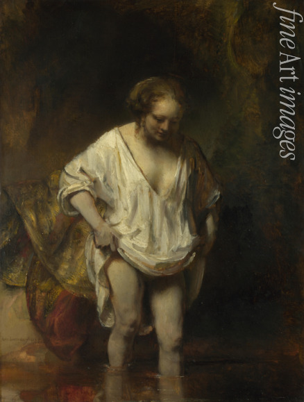 Rembrandt van Rhijn - Frau badet am Fluß (Hendrickje Stoffels)