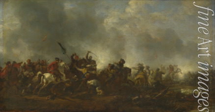 Wouwerman Philips - Cavalry attacking Infantry