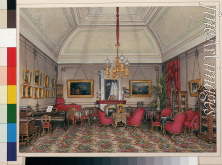 Hau Eduard - Interiors of the Winter Palace. The Fifth Reserved Apartment. The Drawing-Room of Grand Princess Maria Alexandrovna