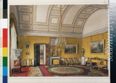 Hau Eduard - Interiors of the Winter Palace. The First Reserved Apartment. The Yellow Salon of Grand Princess Maria Nikolayevna