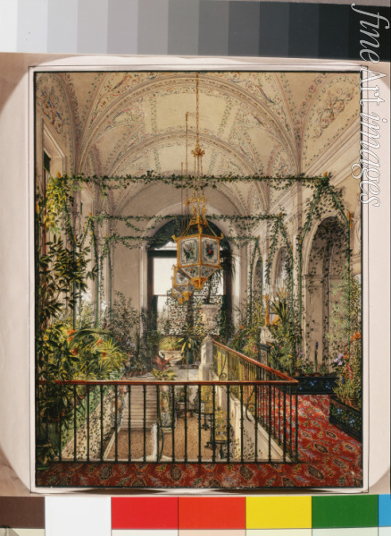 Ukhtomsky Konstantin Andreyevich - Interiors of the Winter Palace. The Small Winter Garden in the Apartments of Alexandra Fyodorovna
