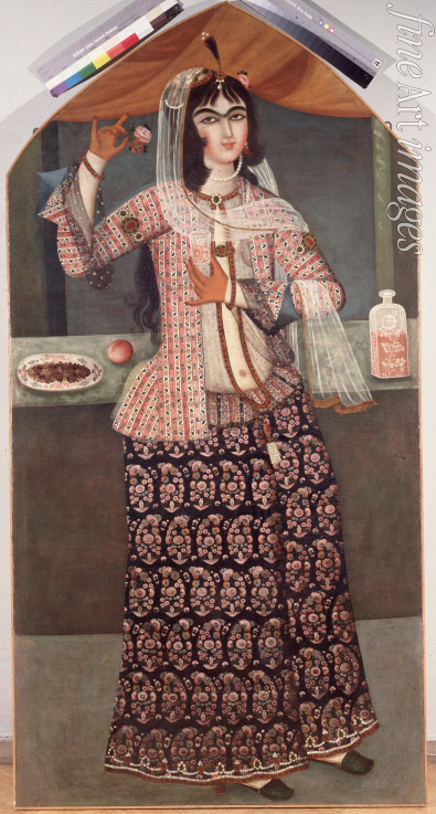 Iranischer Meister - Frau mit einer Rose in der Hand