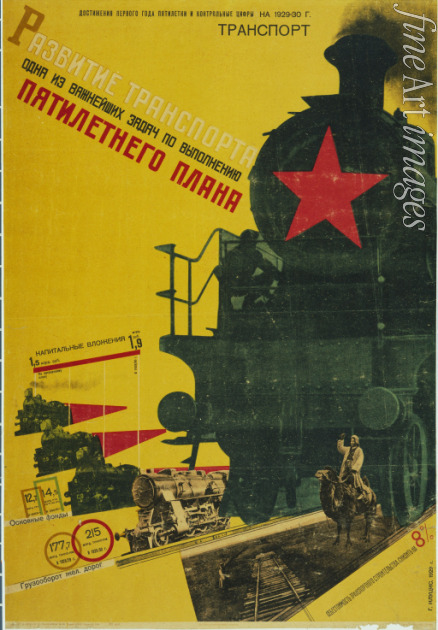 Klutsis Gustav - The Development of Transportation, The Five-Year Plan (Poster)
