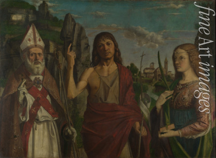 Montagna Bartolomeo - Saint Zeno, Saint John the Baptist and a Female Martyr